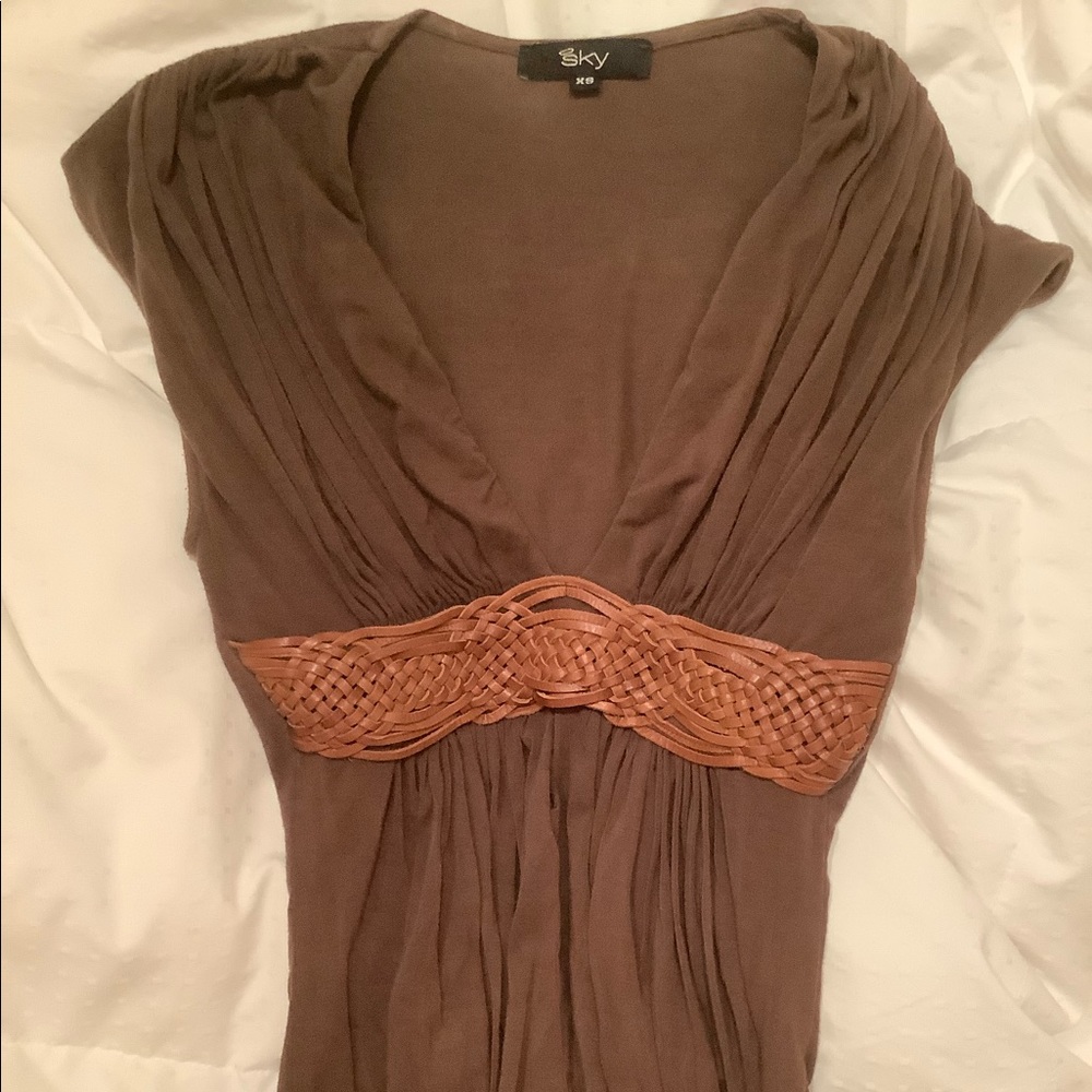 Vintage Sky Top w/ Leather Banding